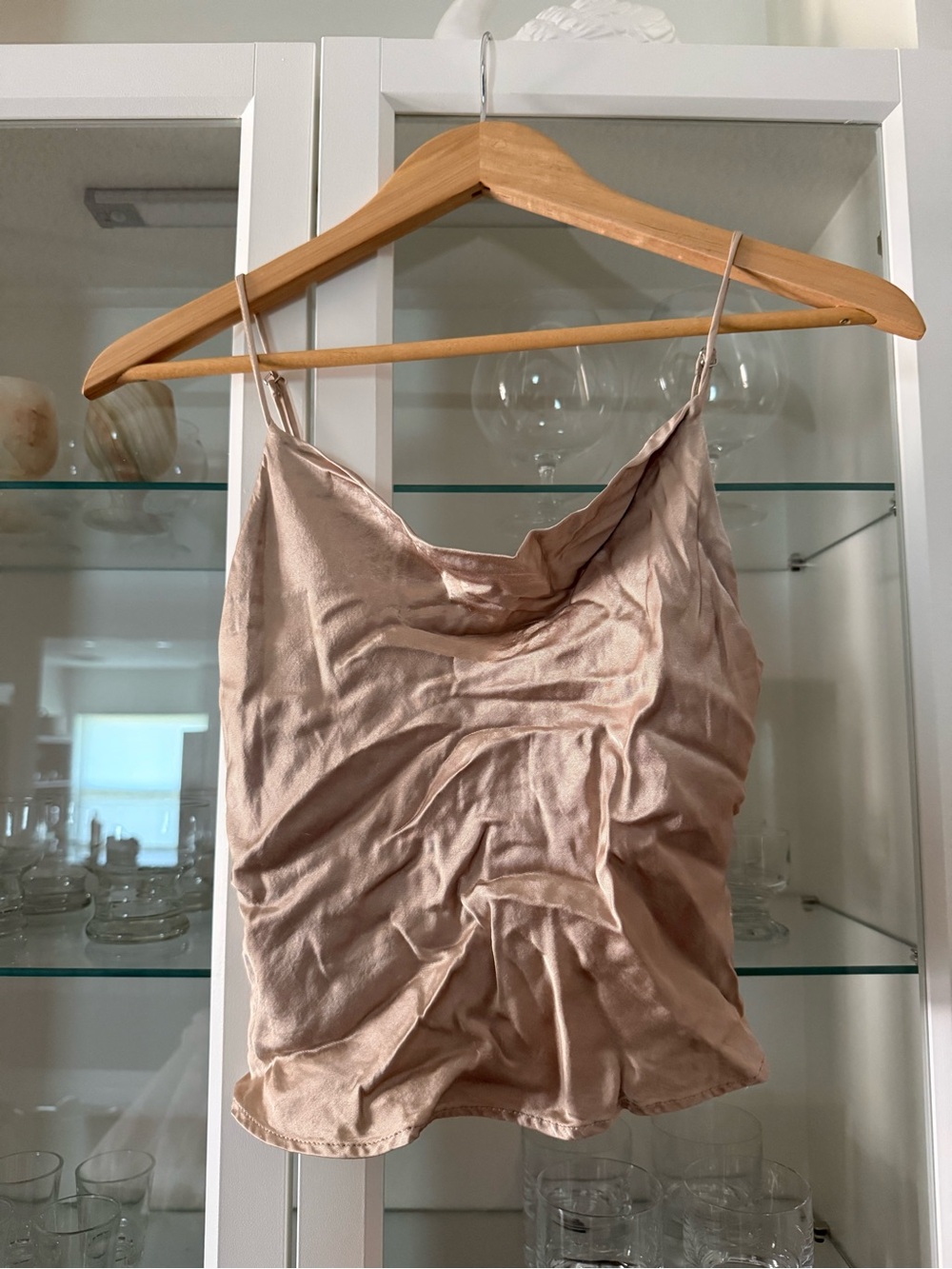 Zara Satin Cowl Neck Cami - Champagne